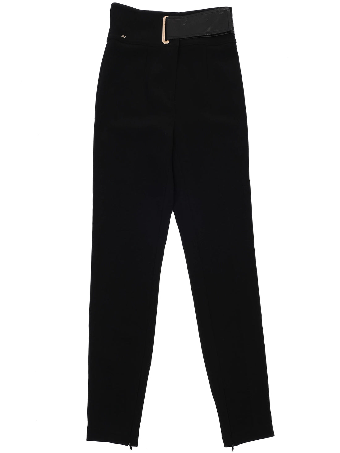 Elisabetta Franchi Black High Waist Pants Size S with Zipper Ankle