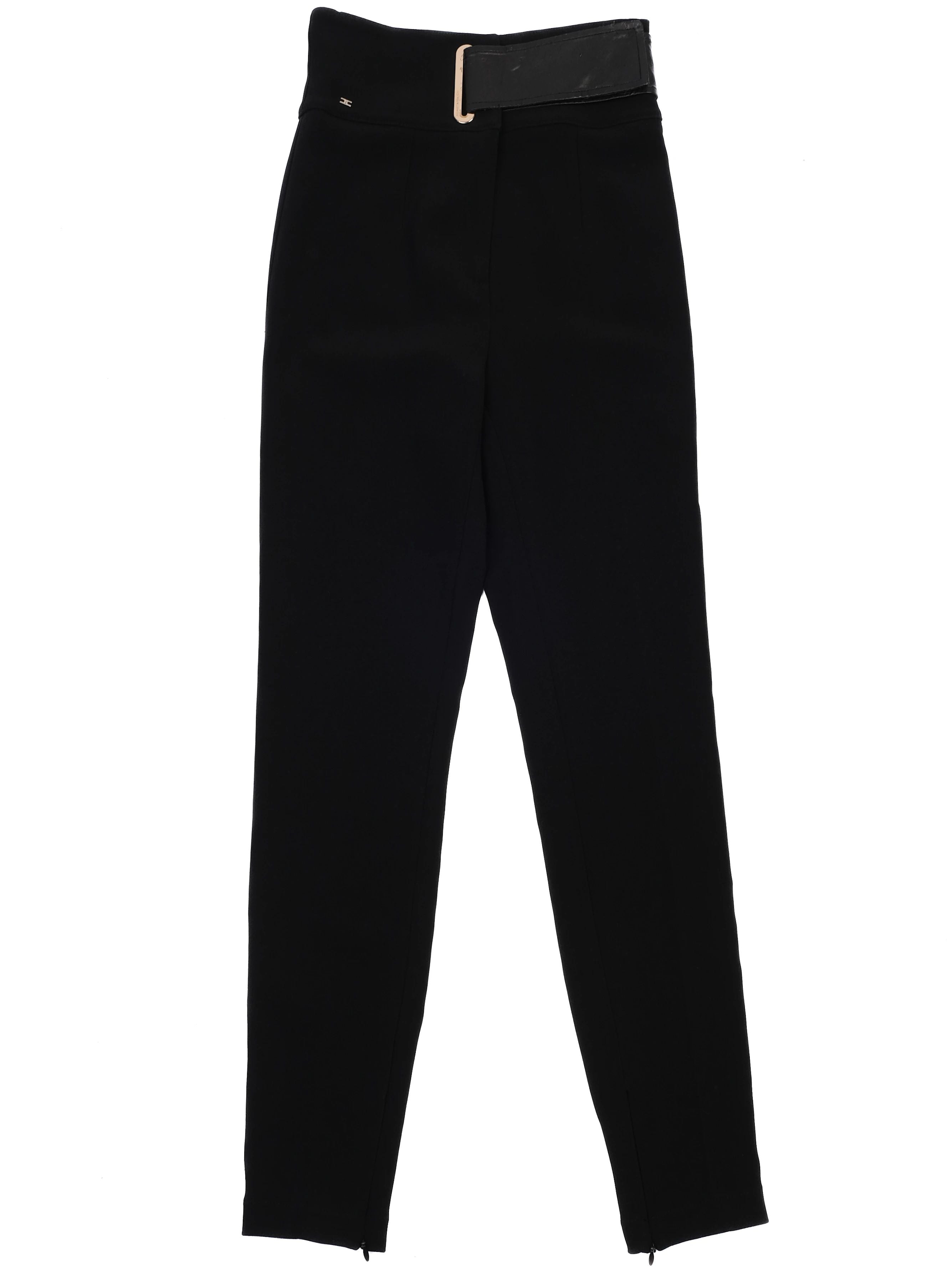 Elisabetta Franchi Black High Waist Pants Size S with Zipper Ankle
