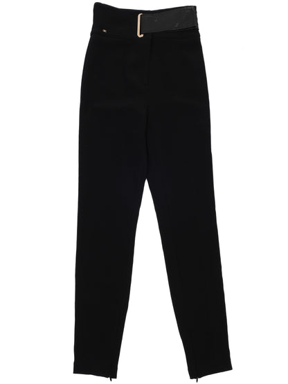 Elisabetta Franchi Black High Waist Pants Size S with Zipper Ankle