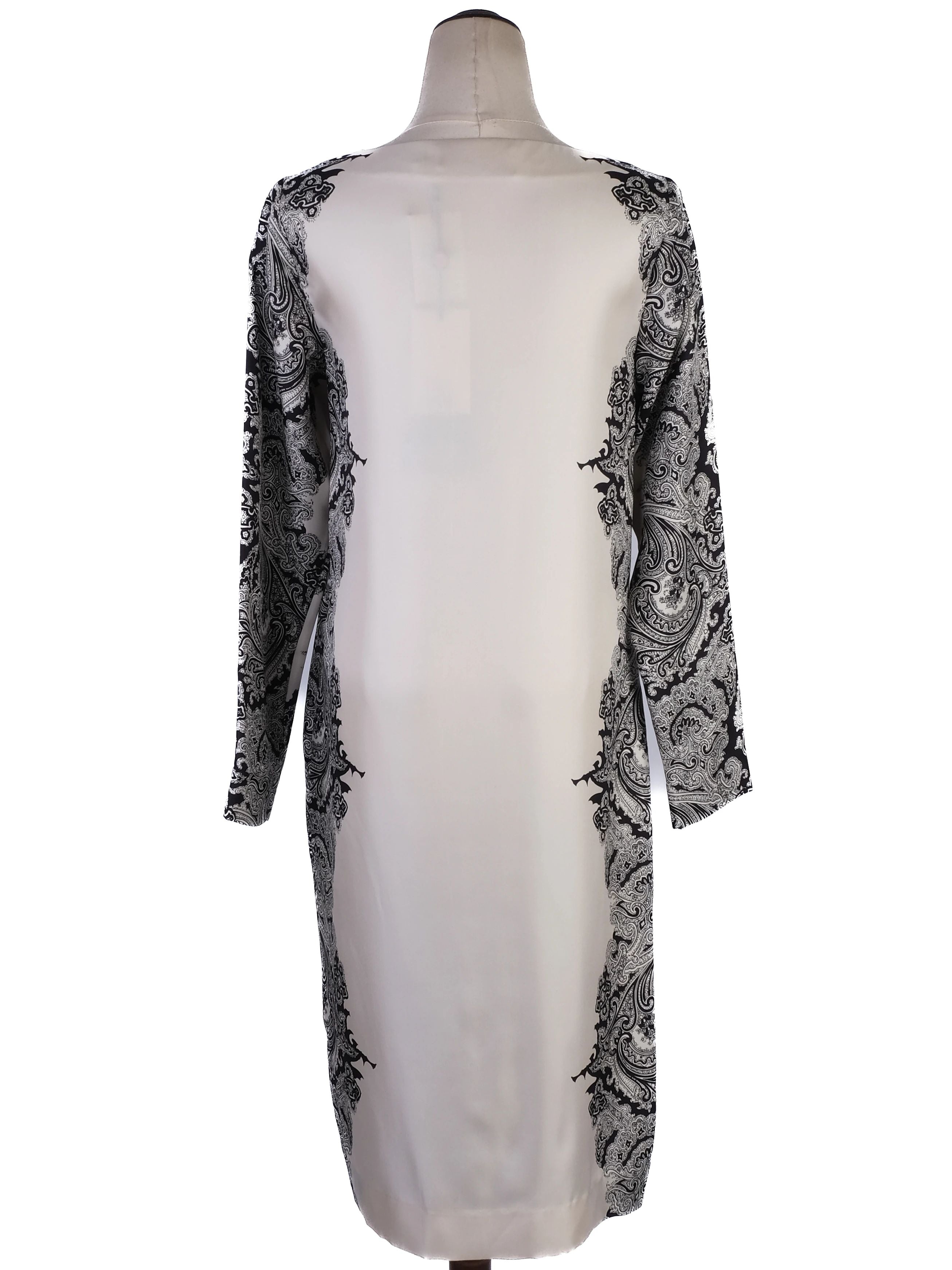 NEW By Malene Birger Silk Dress XS Black White Paisley Pattern