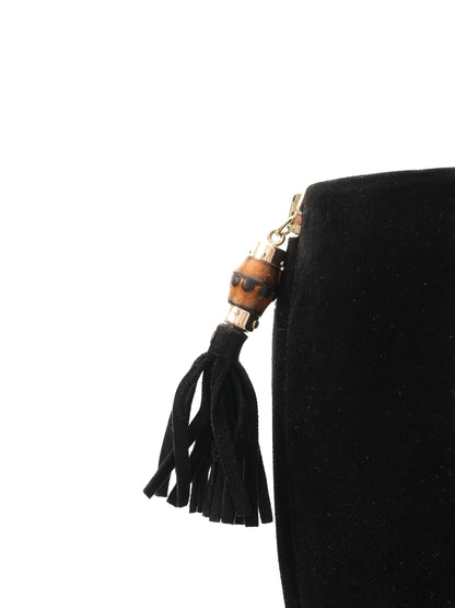 Gucci Black Genuine Suede Knee-High Stiletto Boots Size 36