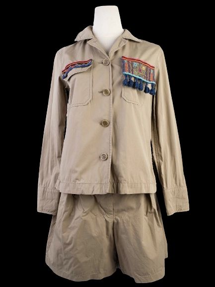 Excellent Weekend MaxMara Green Cotton Jacket &amp; Shorts Set Size L