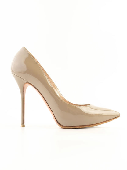 Excellent Casadei Gray Leather High-Heeled Shoes Size N/A