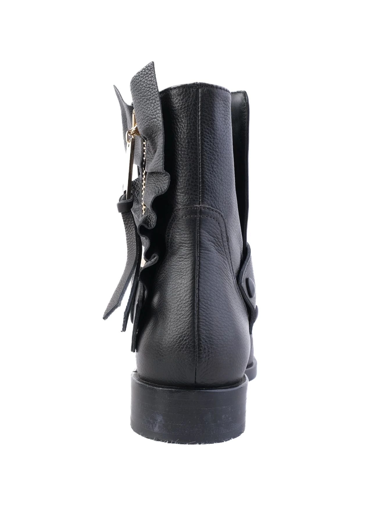 Excellent Elisabetta Franchi Black Leather Ankle Boots Size 36