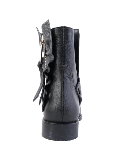 Excellent Elisabetta Franchi Black Leather Ankle Boots Size 36