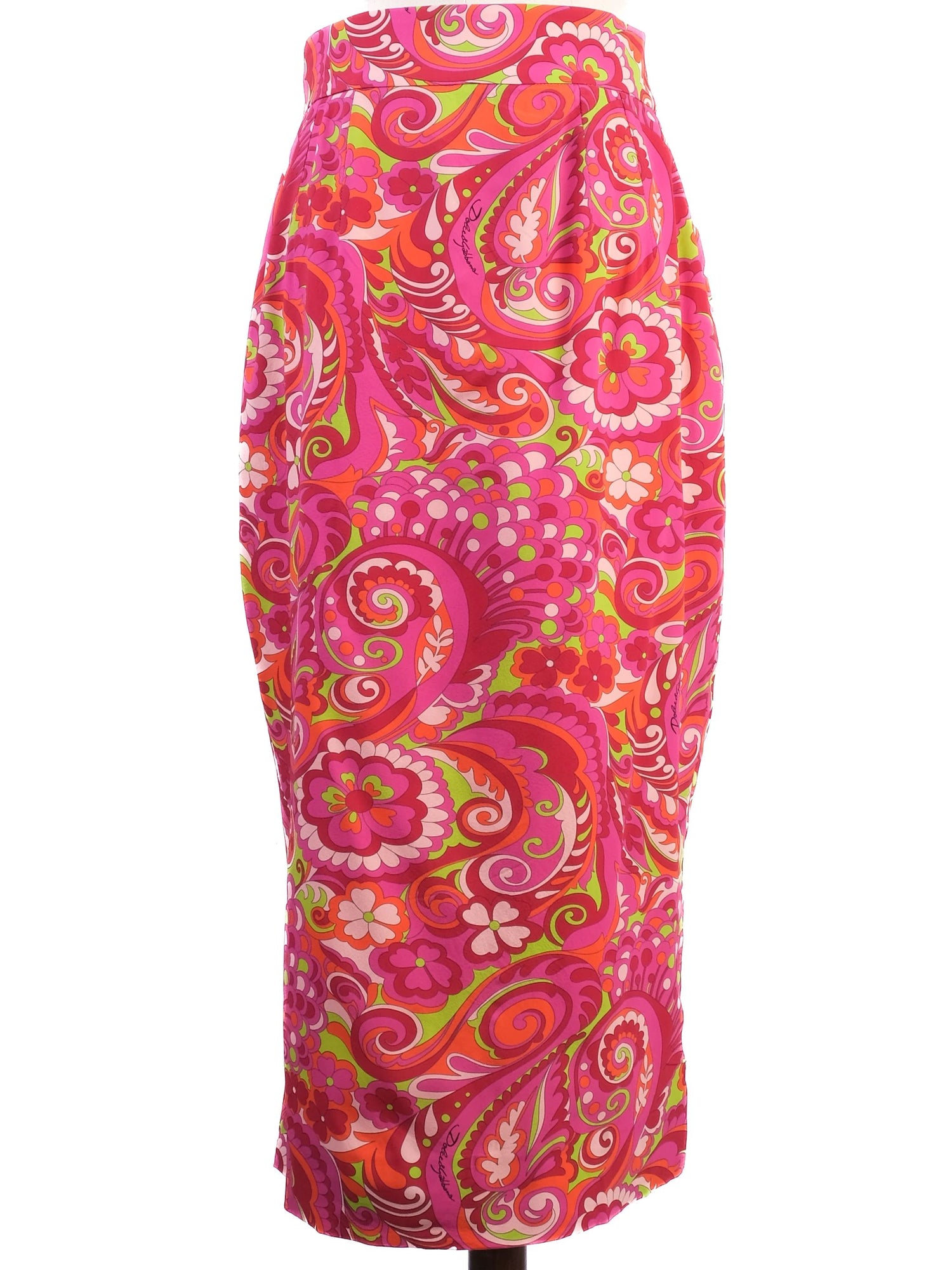 Excellent Dolce Gabbana Silk Skirt M Psychedelic Floral Pattern