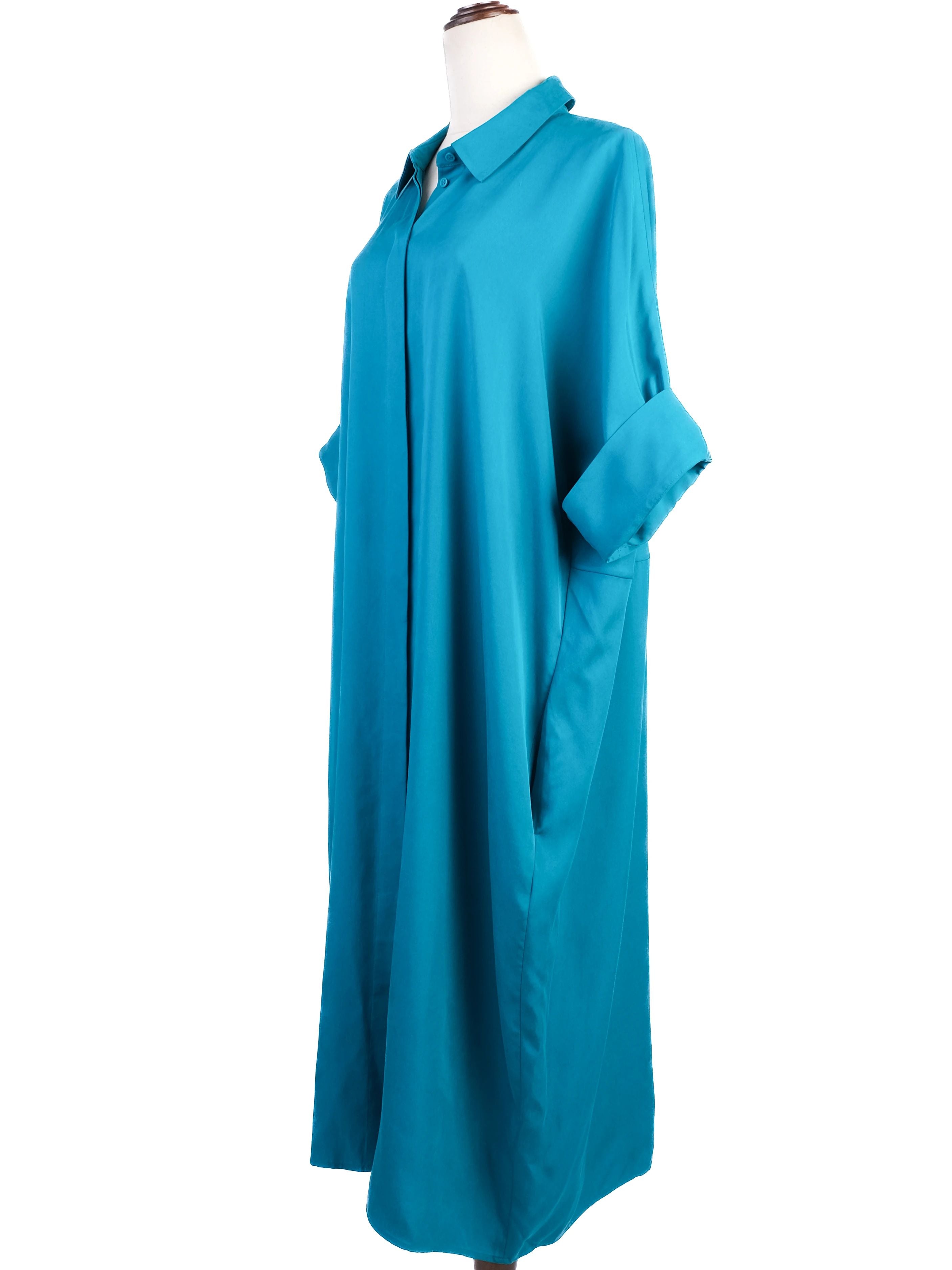 NEW Cos Teal Shirt Dress Long Sleeve Size M