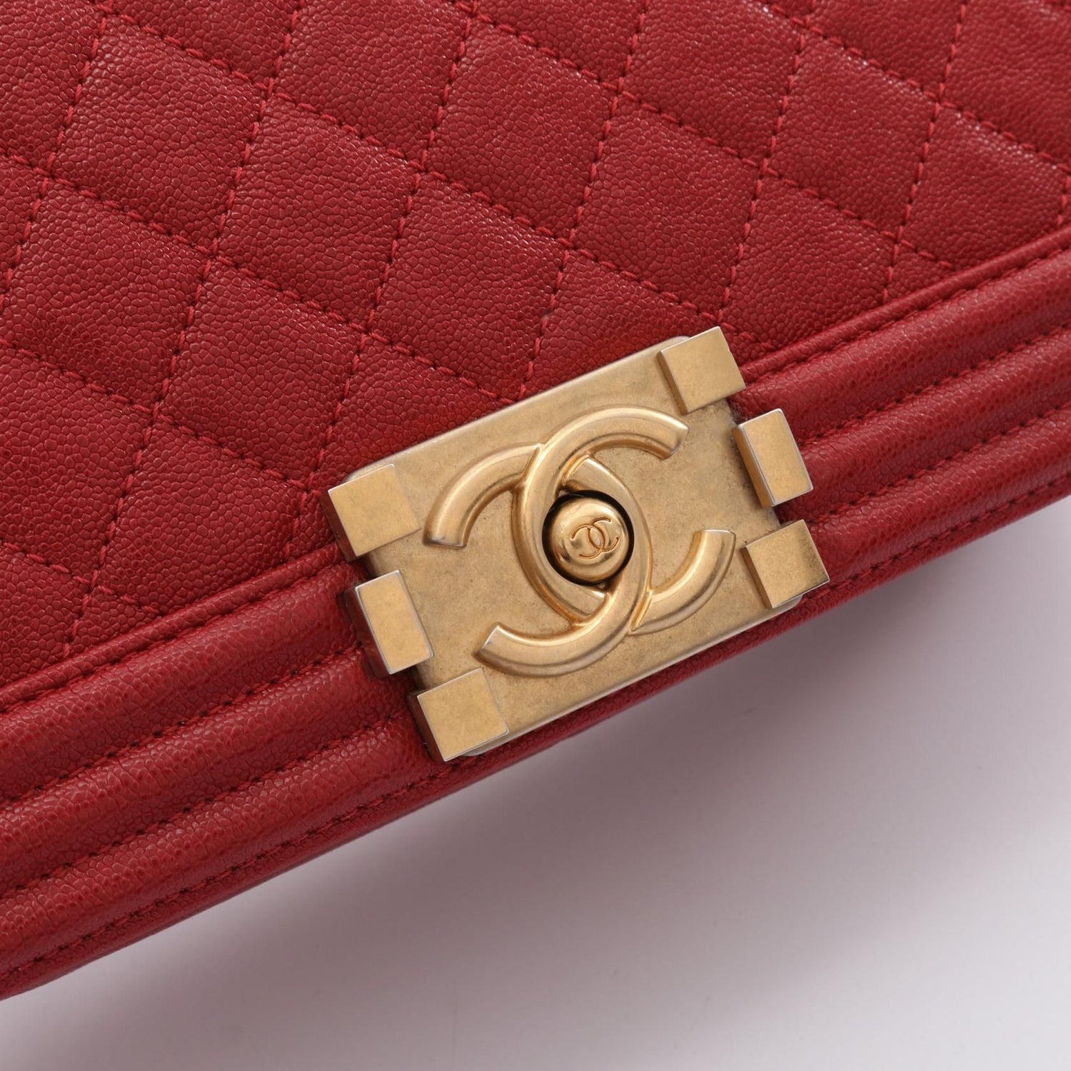 Chanel Red Boy Shoulder Bag Leather Grained Calfskin A 67086