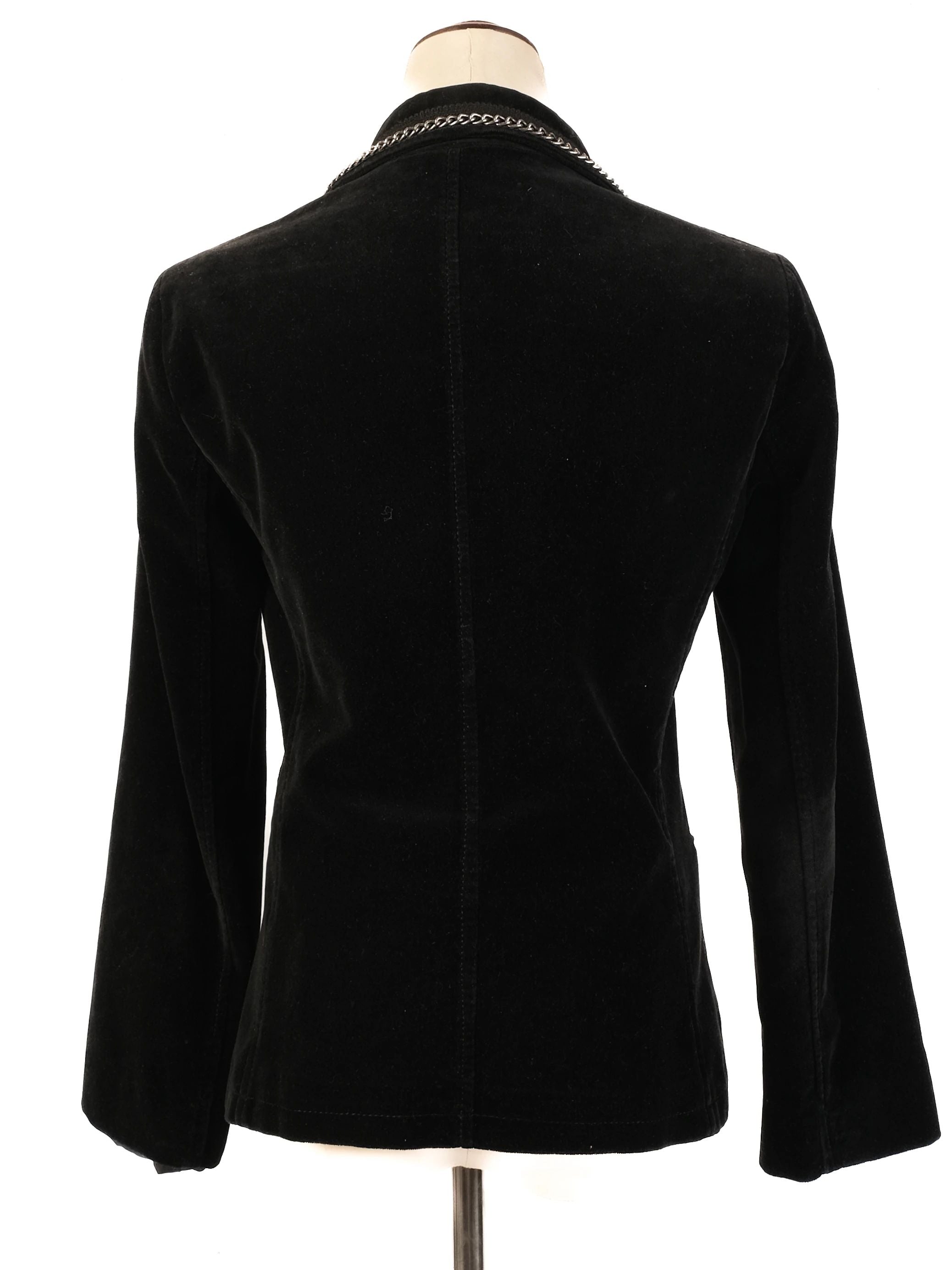 Excellent Byblos Black Velvet Blazer M Women with Chain Detailing