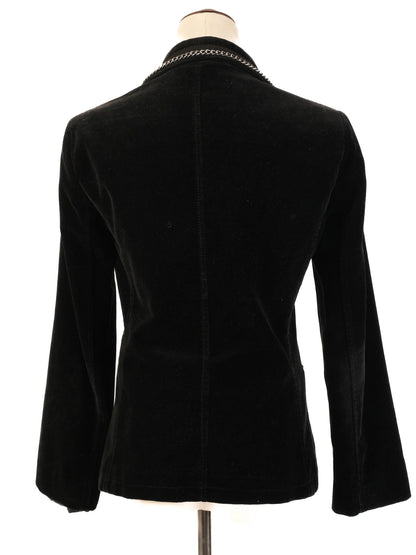 Excellent Byblos Black Velvet Blazer M Women with Chain Detailing
