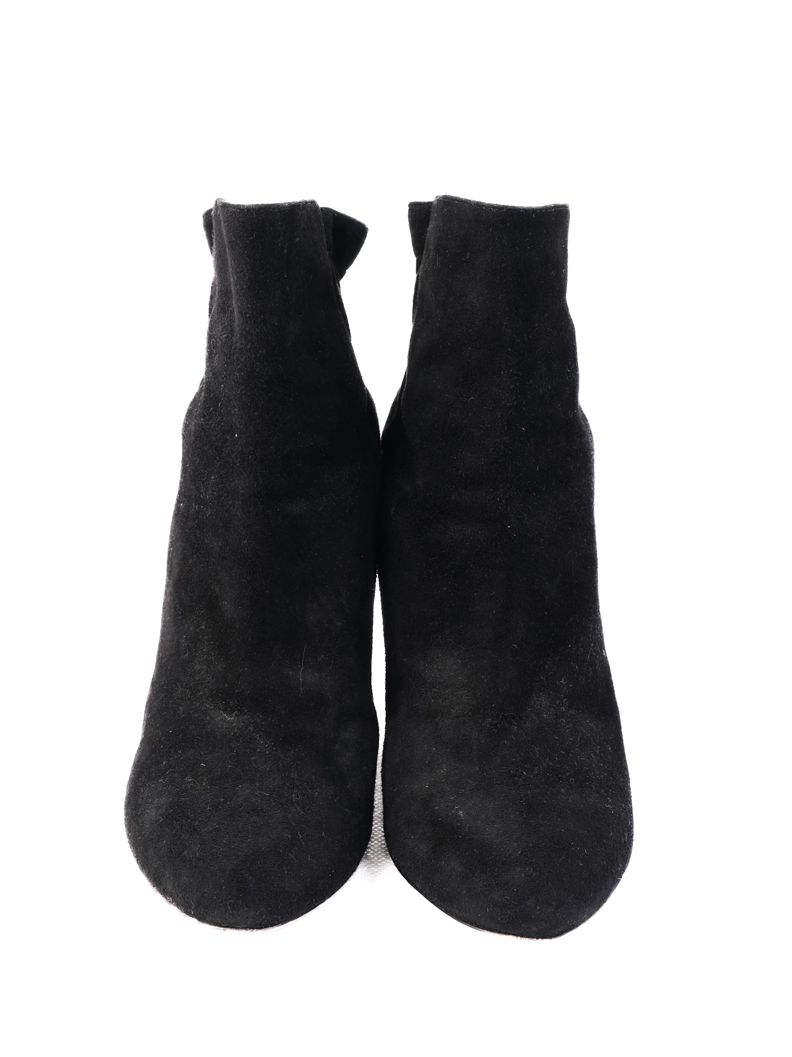 Dior Black Suede Ankle Boots Chunky Heel Size 36 Excellent Condition