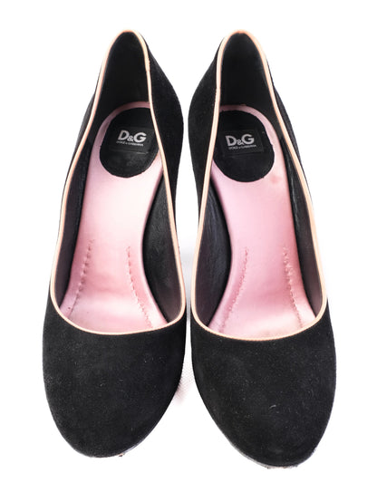 Excellent Dolce Gabbana Black Genuine Suede High Heel Pumps Size 38