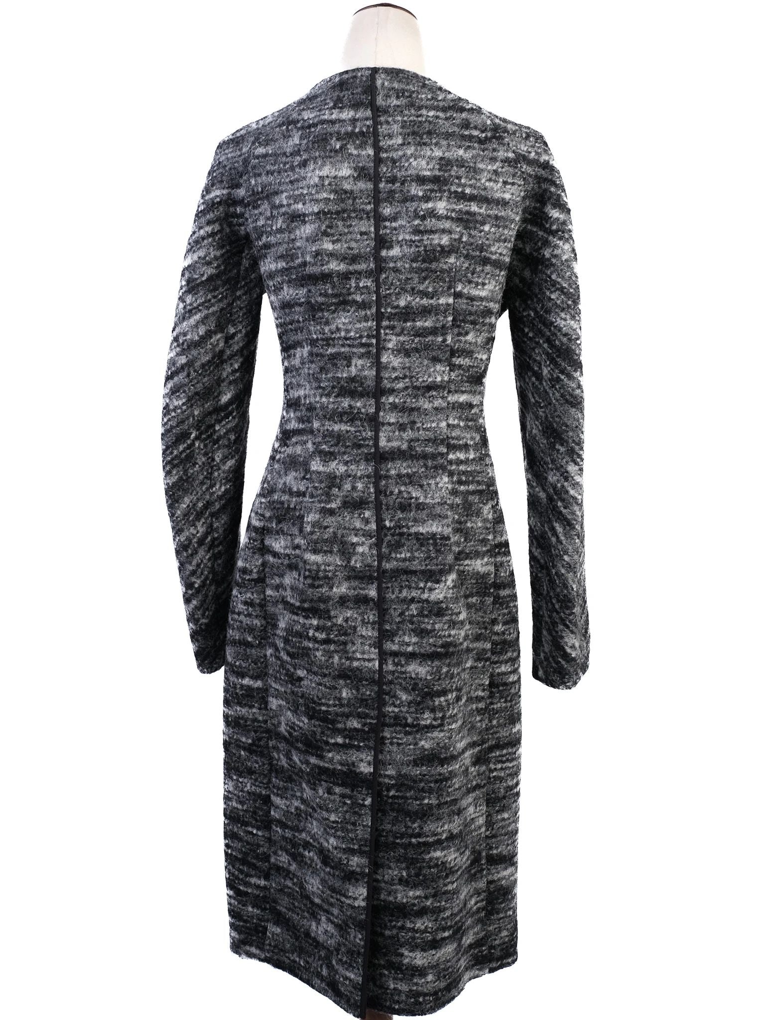 Excellent Sportmax Gray Wool Coat Size M with Textured Pattern