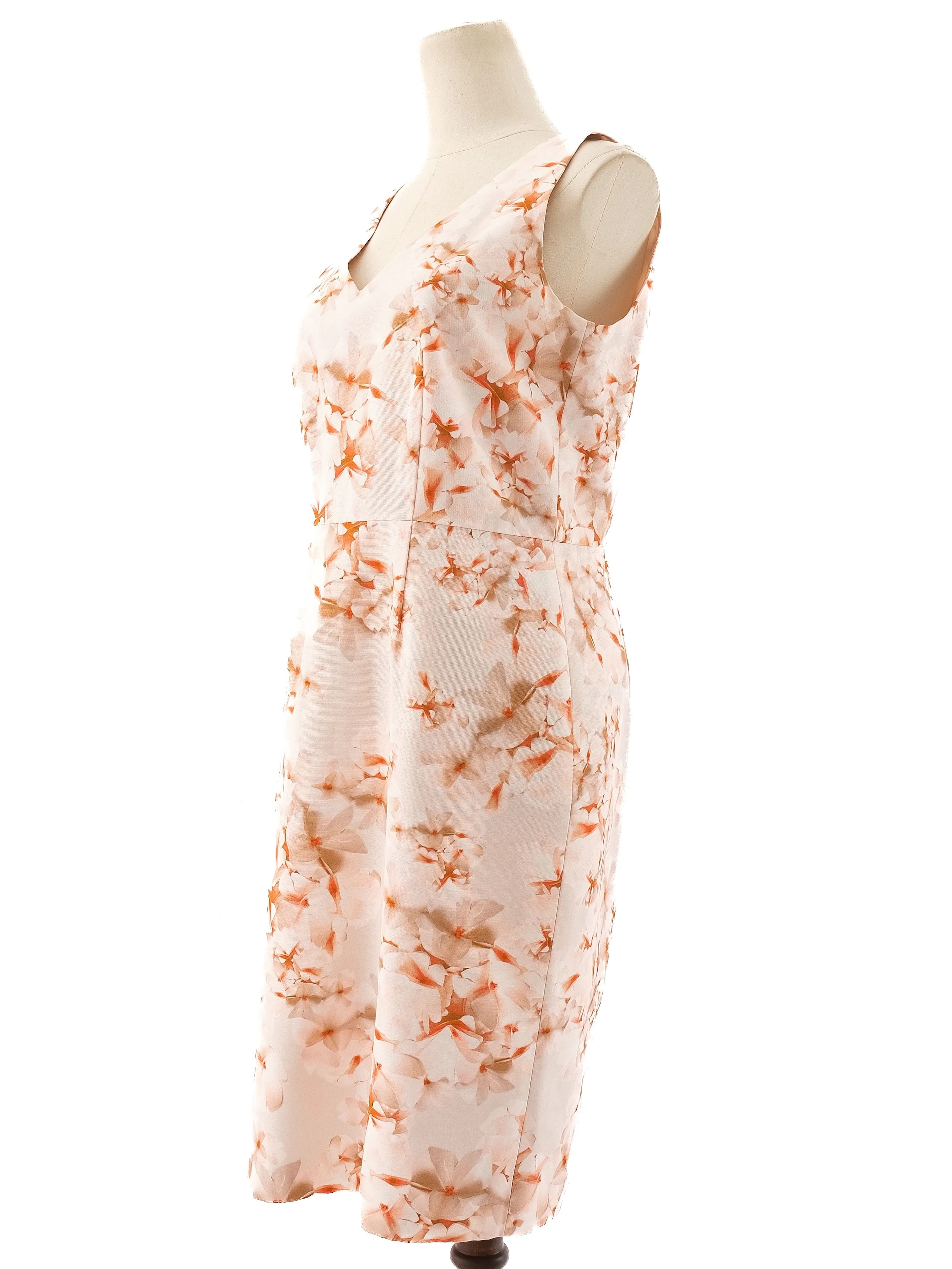 NEW Max Mara Floral Sleeveless Dress M Orange Beige Cotton