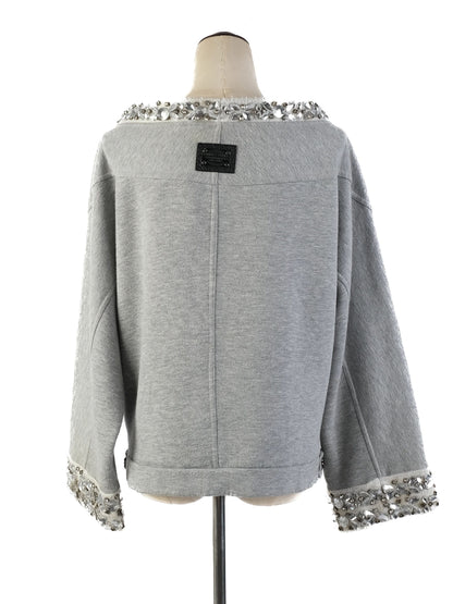 Excellent Phillipp Plein Gray Sweatshirt M with Graphic Deer &amp; Embellishments