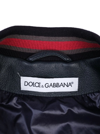 Excellent Dolce Gabbana Leather Kids Jacket Size 5 - Embroidered Design