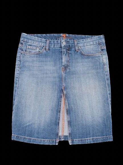Excellent 7 For All Mankind Blue Denim Skirt Size M