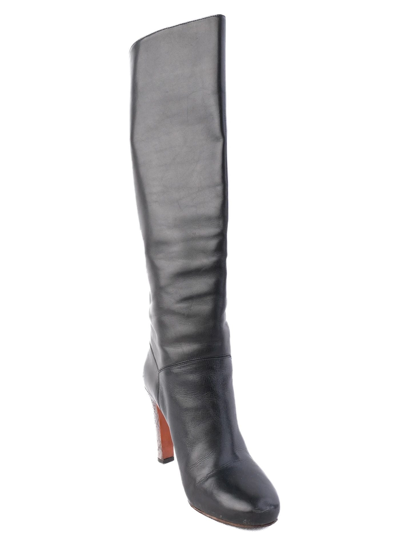 Excellent Marc Jacobs Black Leather Knee-High Boots with High Heel