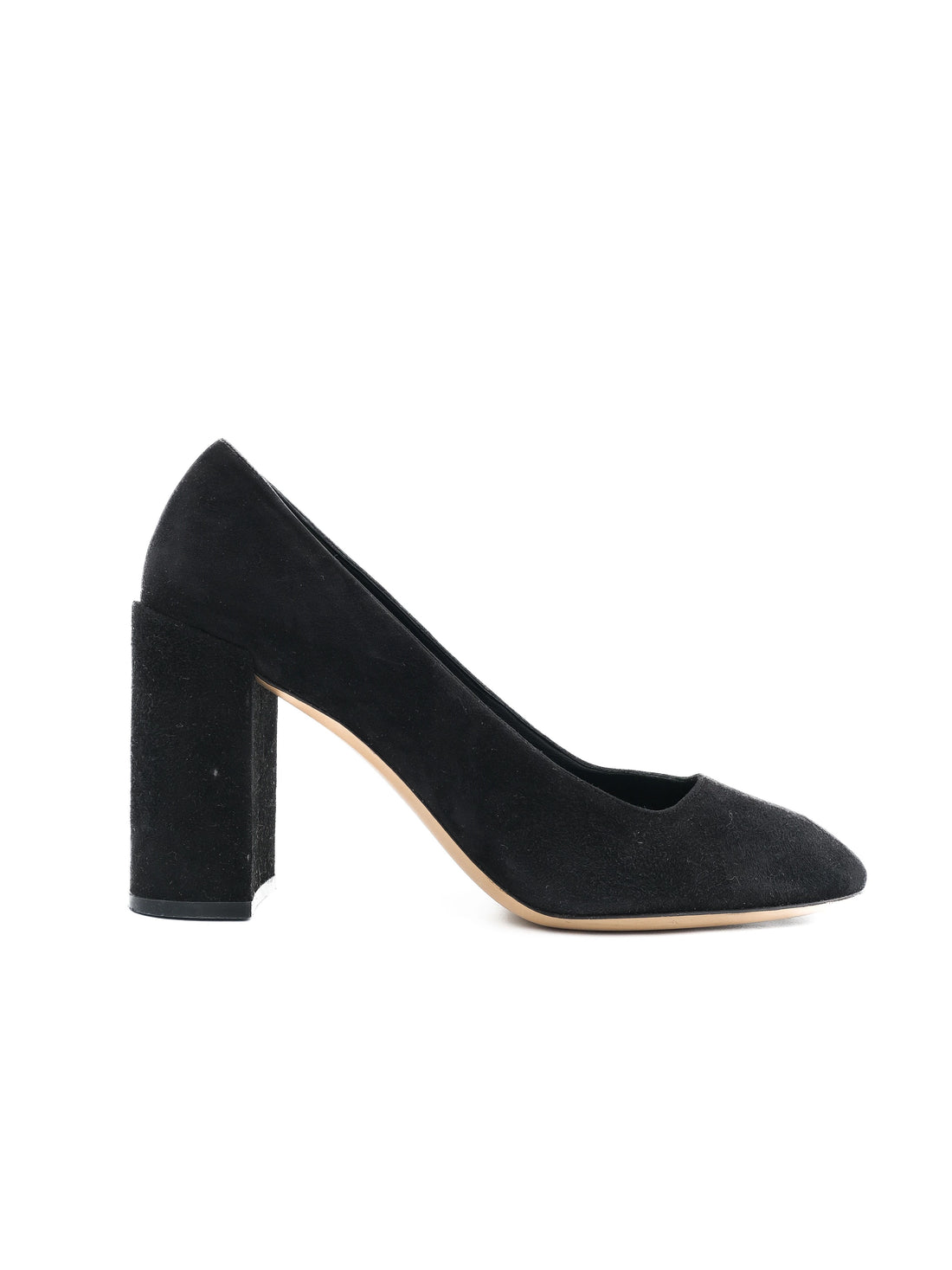 Excellent Salvatore Ferragamo Black Suede Block-Heeled Pumps Size 40