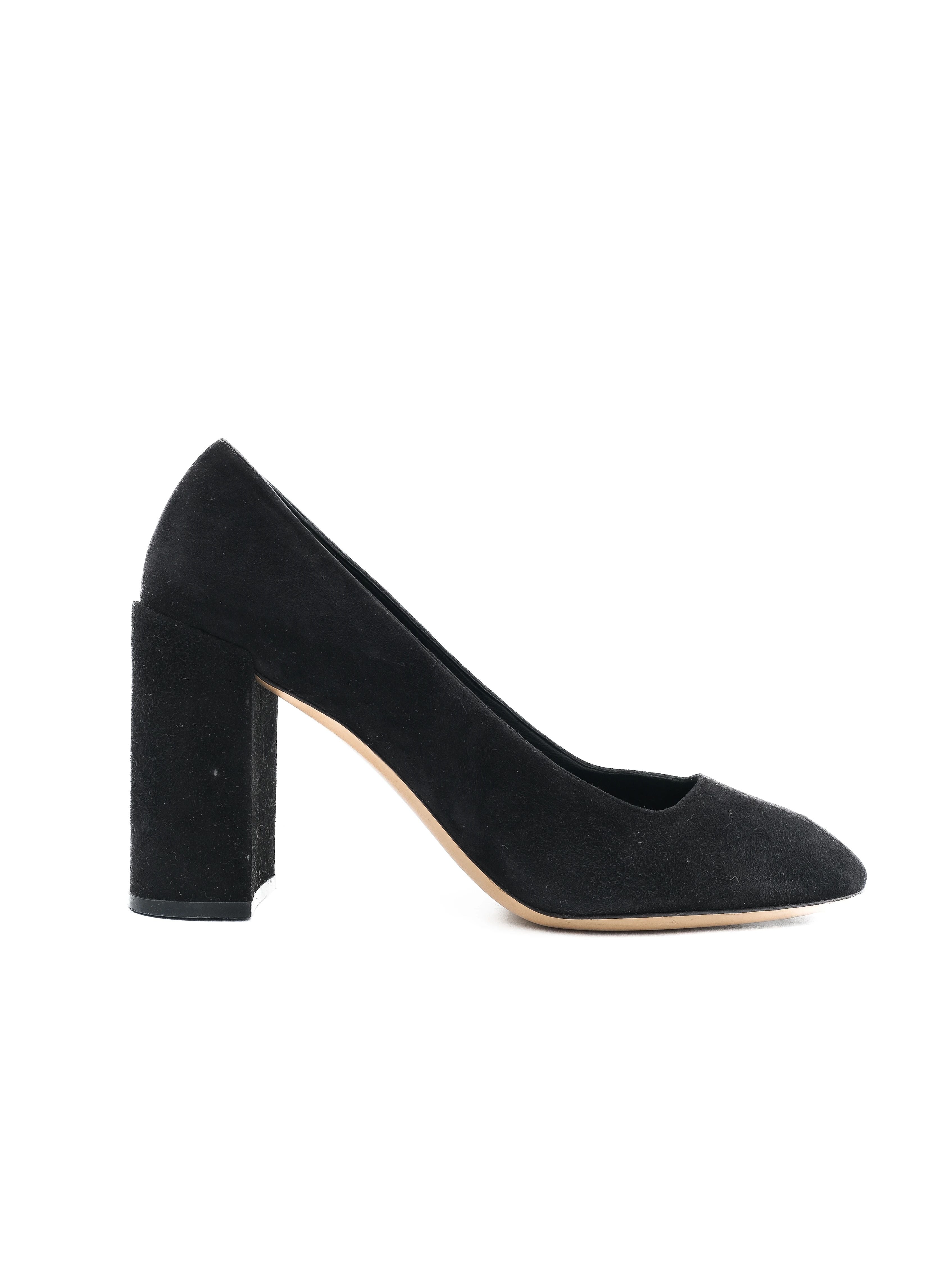 Excellent Salvatore Ferragamo Black Suede Block-Heeled Pumps Size 40