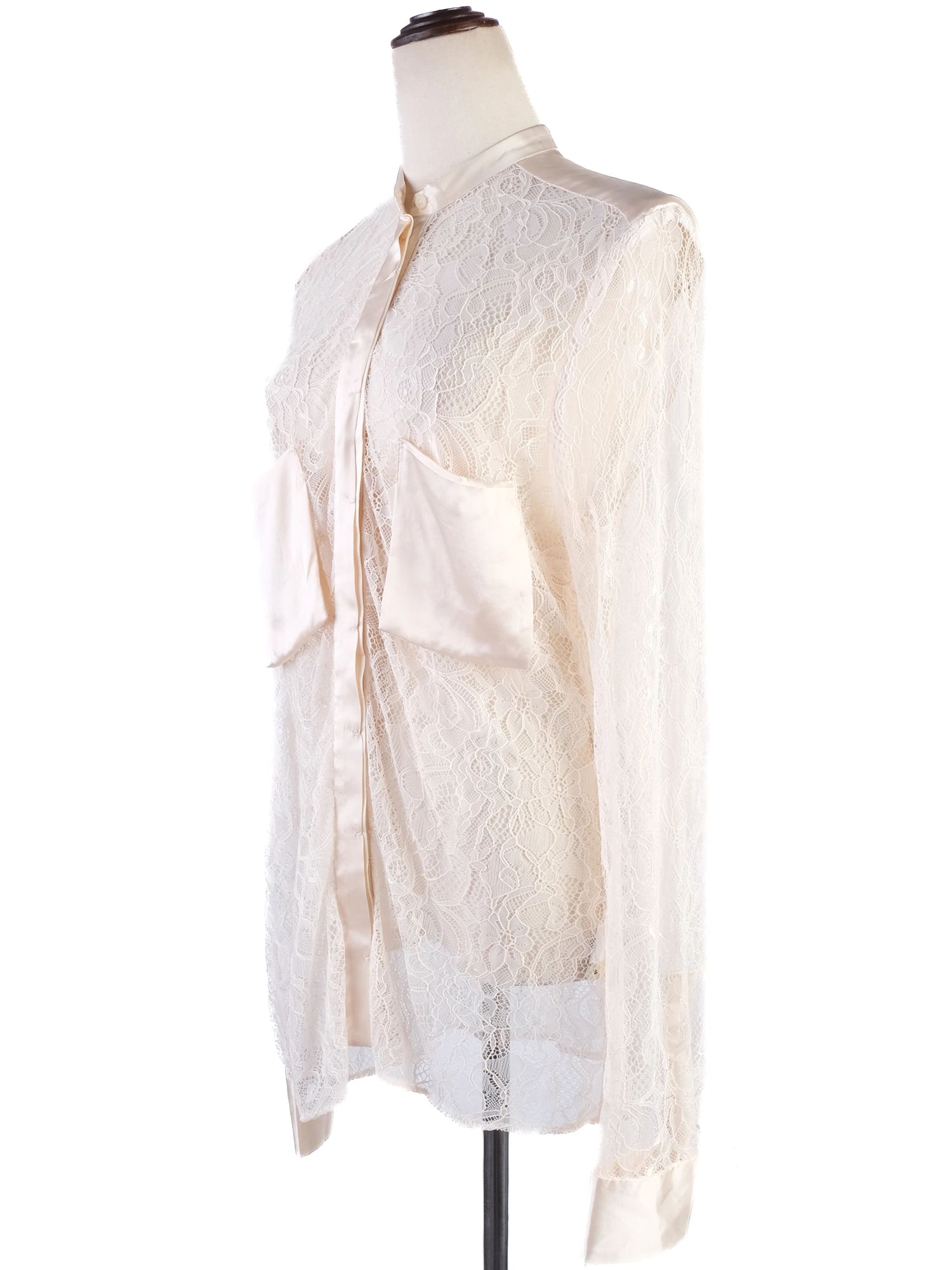 NEW By Malene Birger White Sheer Lace Blouse Size M