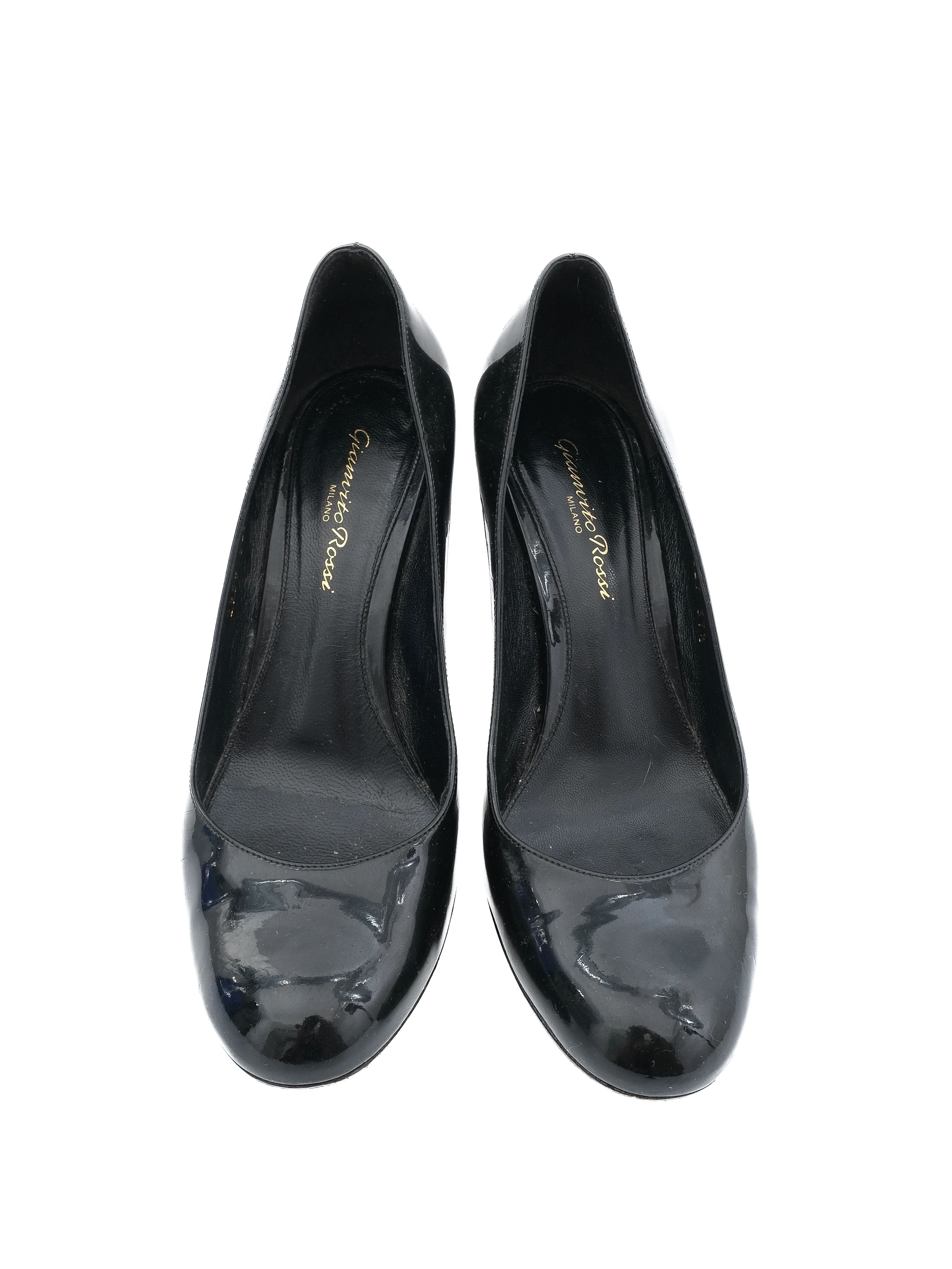 Excellent Gianvito Rossi Black Leather Stiletto Heels Size 37.5