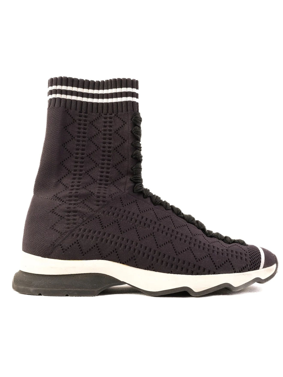 Excellent Fendi Black High-Top Sneakers Fabric Size 37