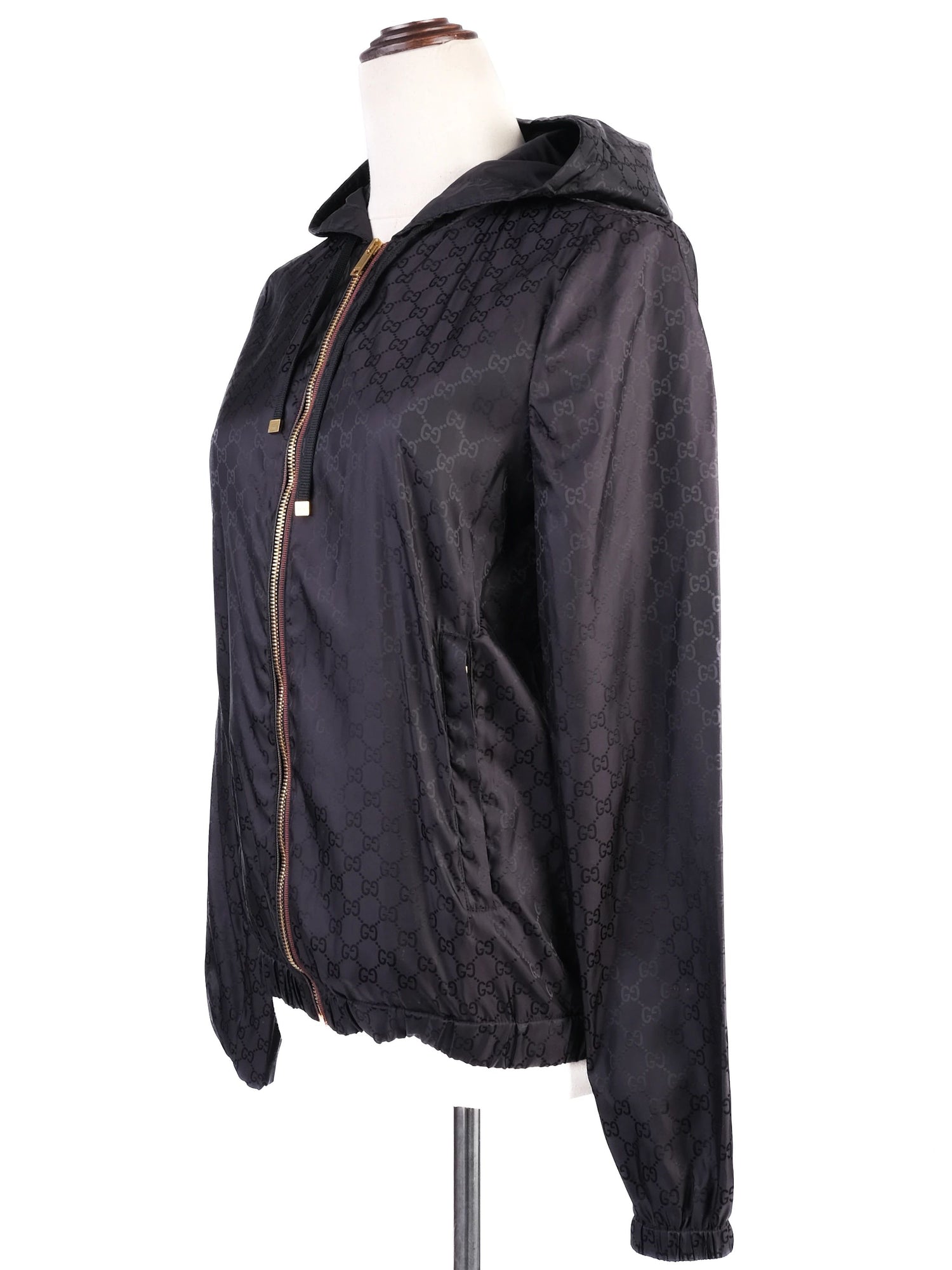 Gucci Black Hooded Jacket Nylon Size S Excellent Condition