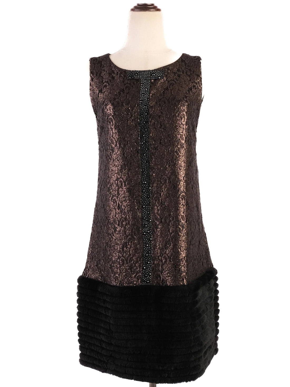 Excellent VDP Textured Silk Dress Women M Combined Color Pattern