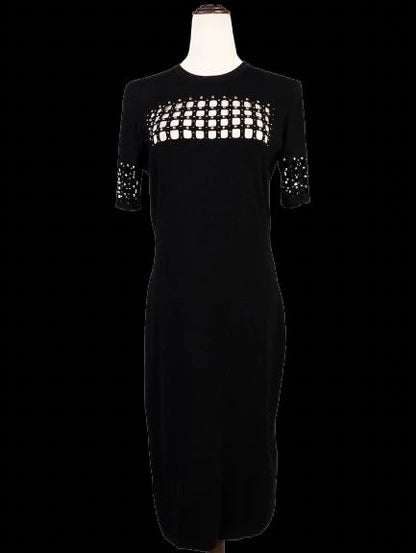 Excellent Versace Black Viscose Dress with Geometric Cut-Outs