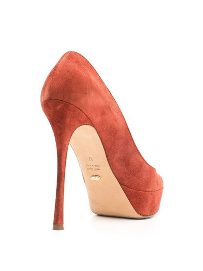 Excellent Sergio Rossi Orange Genuine Suede High Heeled Pumps Size 37
