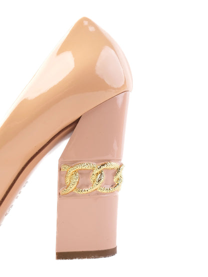 Excellent Casadei White Leather High Heels Size 38.5 with Gold Detail