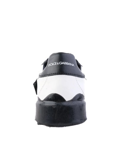 Excellent Dolce &amp; Gabbana Black &amp; White Leather Sneakers Size 29 for Kids