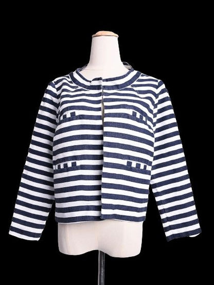 NEW 120% Lino Blue and White Striped Jacket Women&