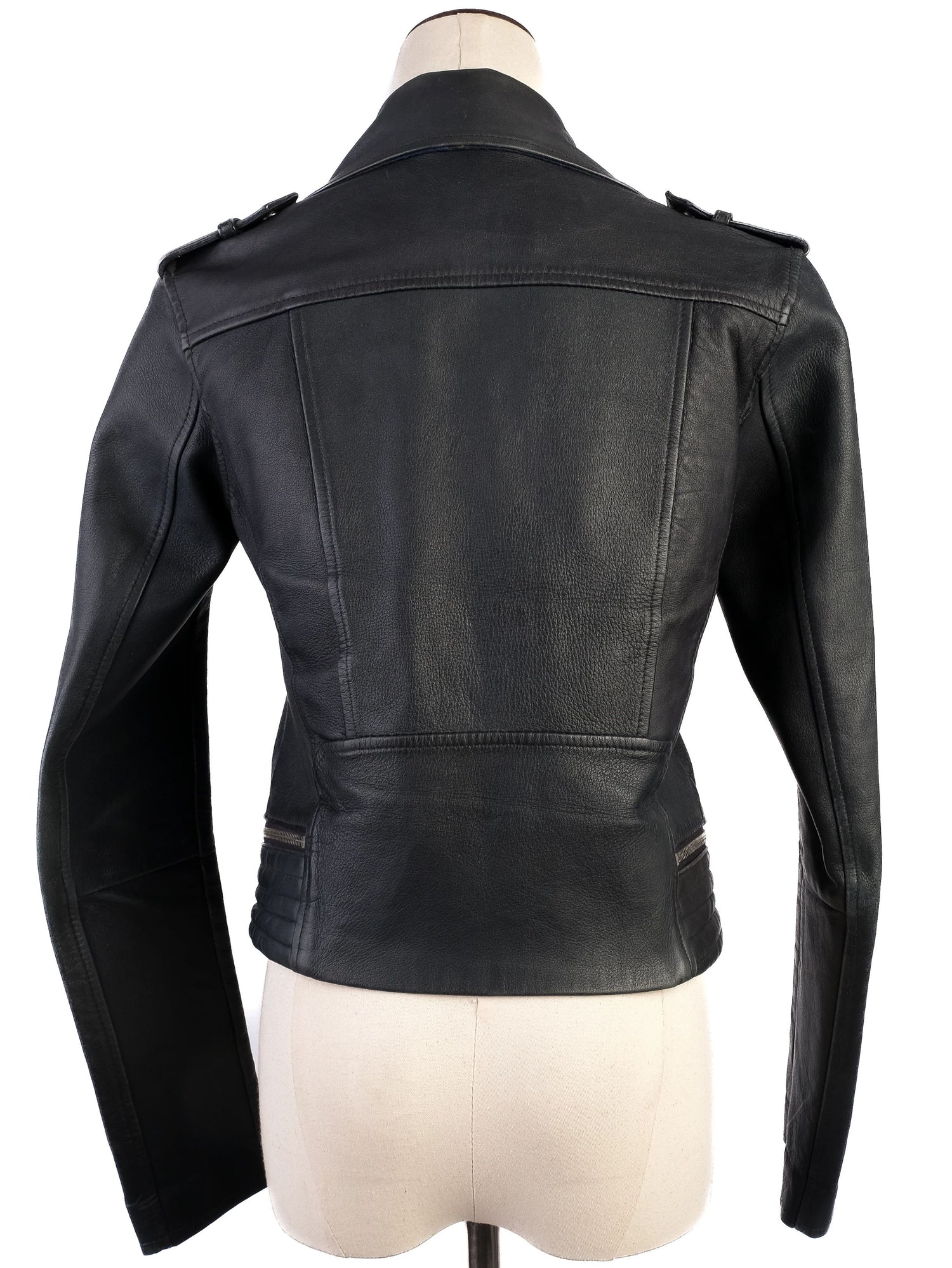 Good Maje Black Leather Biker Jacket Size M