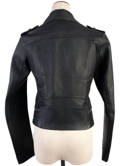 Good Maje Black Leather Biker Jacket Size M