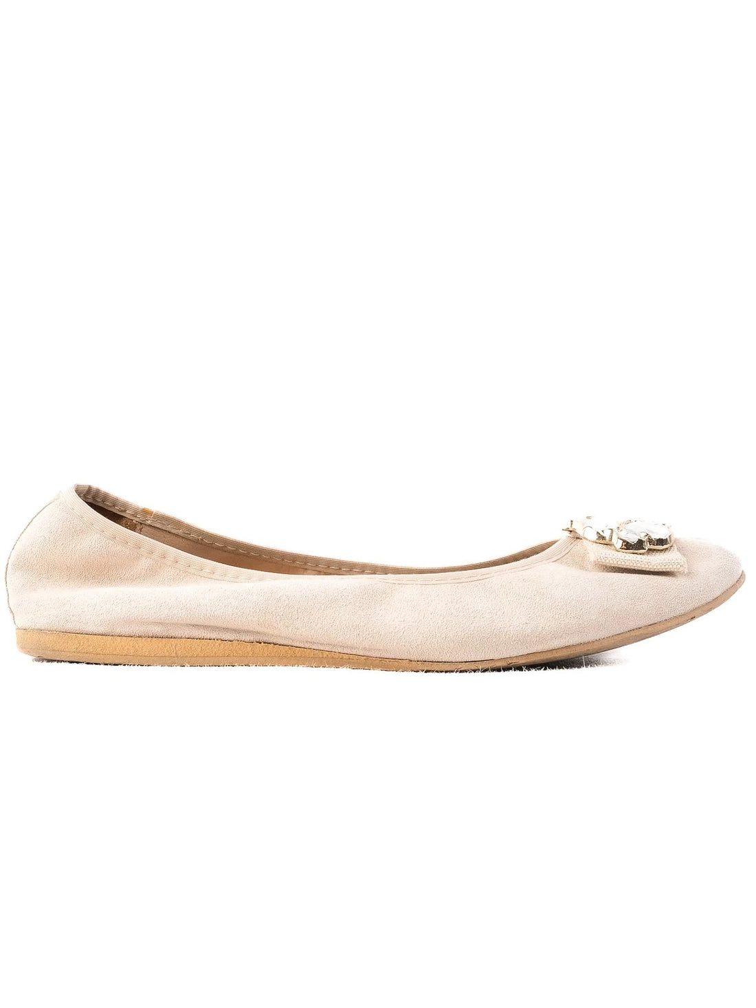 Excellent Liu Jo White Fabric Ballet Flats Size 38 with Embellishments