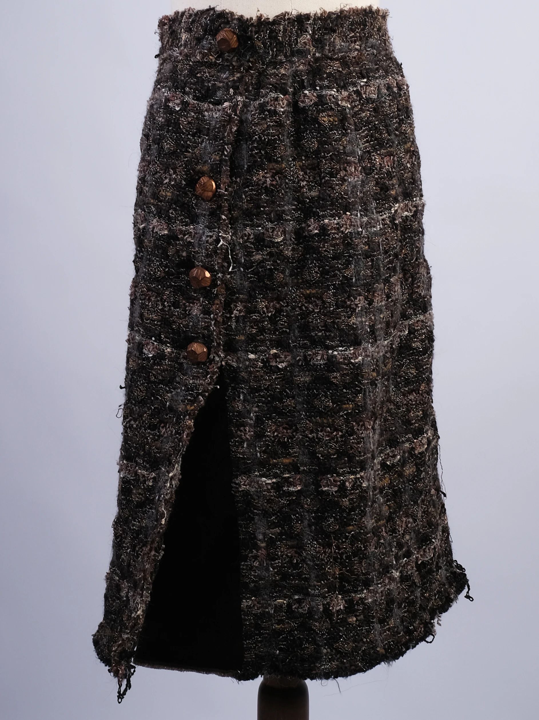 Excellent Dolce Gabbana Black Wool Knee-Length Skirt Size S