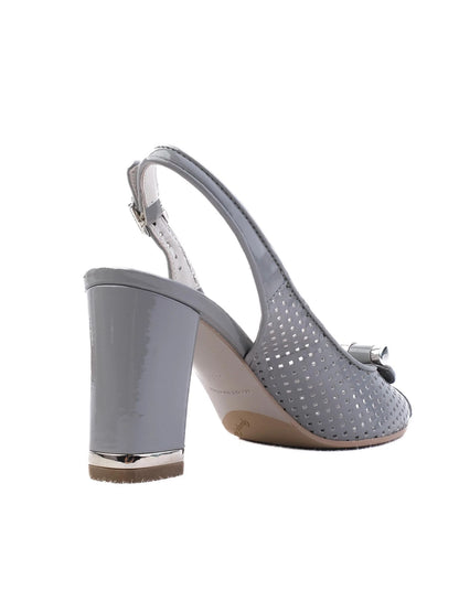 Excellent Giovanni Fabiani Gray Leather Slingback High Heel Shoes Size 35