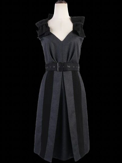 Excellent Prada Black Wool Sleeveless Dress Size S