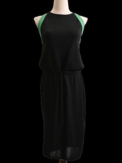 EXCELLENT Iceberg Black Sleeveless Dress Size S with Green Accents