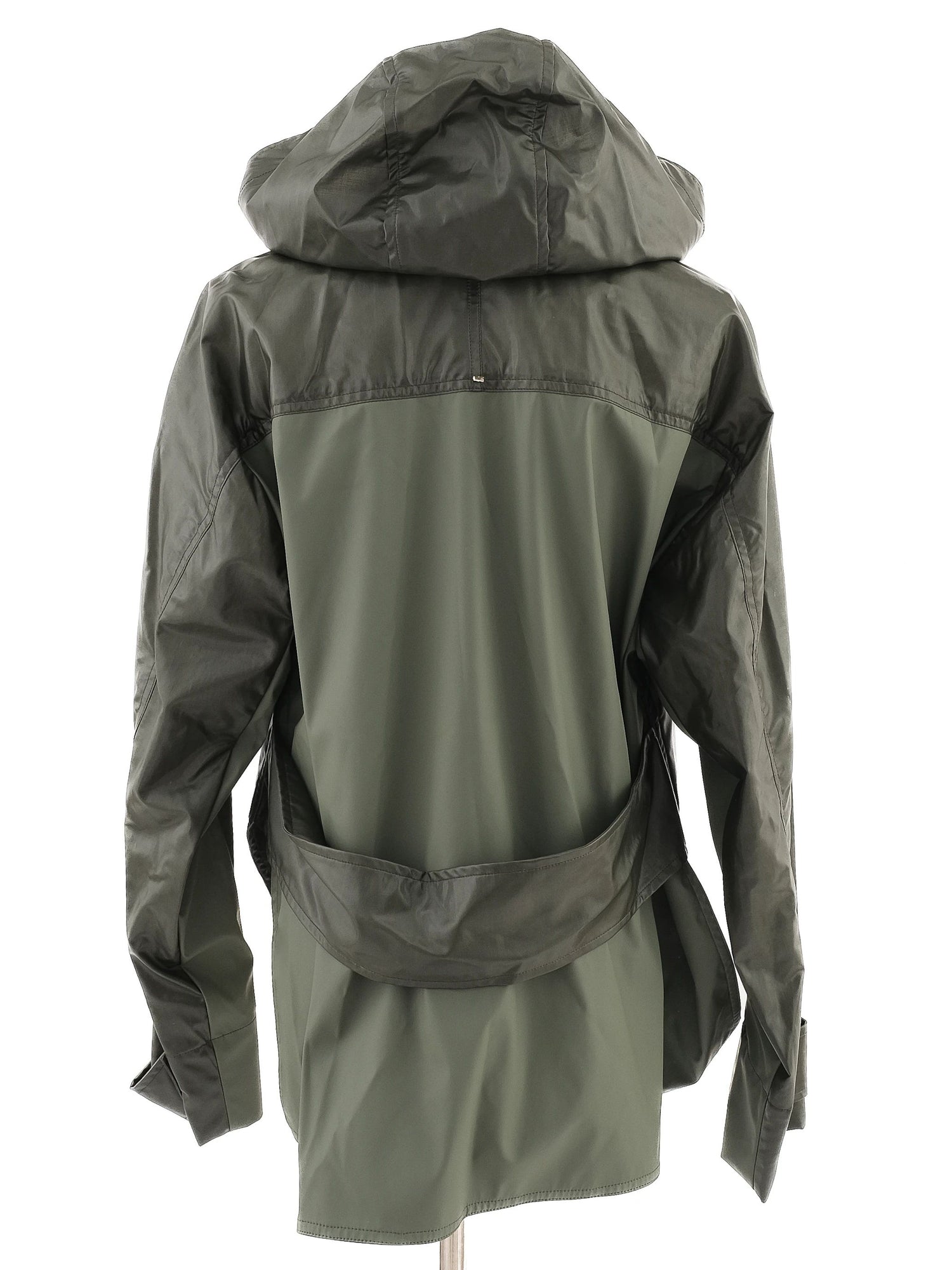 Excellent Sportmax Green Wool Hooded Jacket Size L with Pockets
