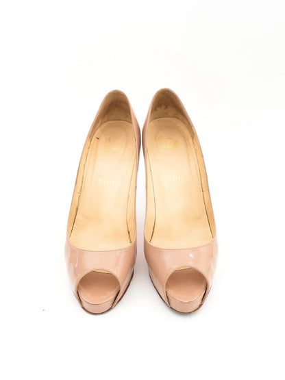 Christian Louboutin Orange Lacquer Peep-Toe Pumps Size 39.5 Excellent