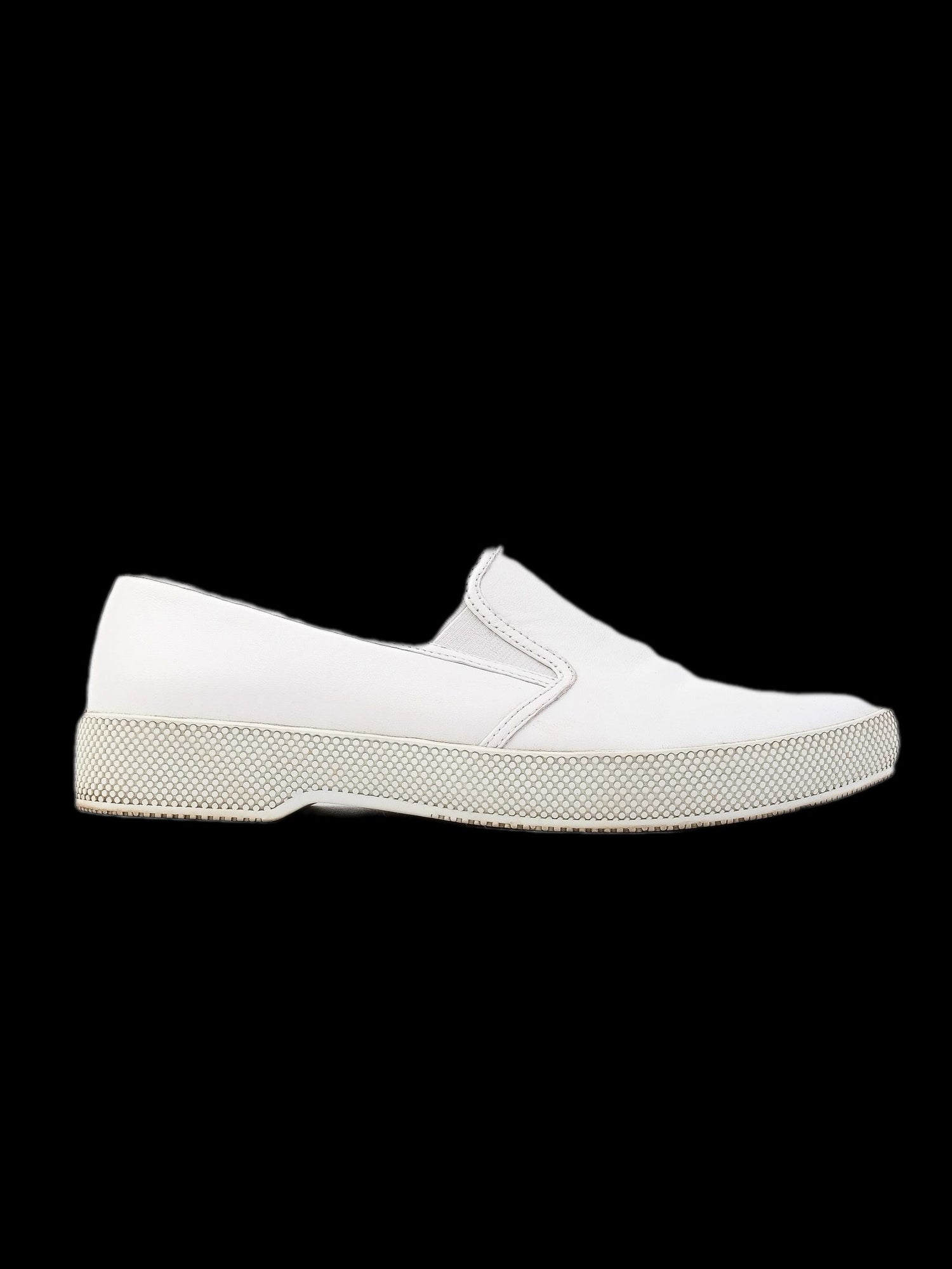 Excellent Prada White Leather Slip-On Shoes Size 37 for Women