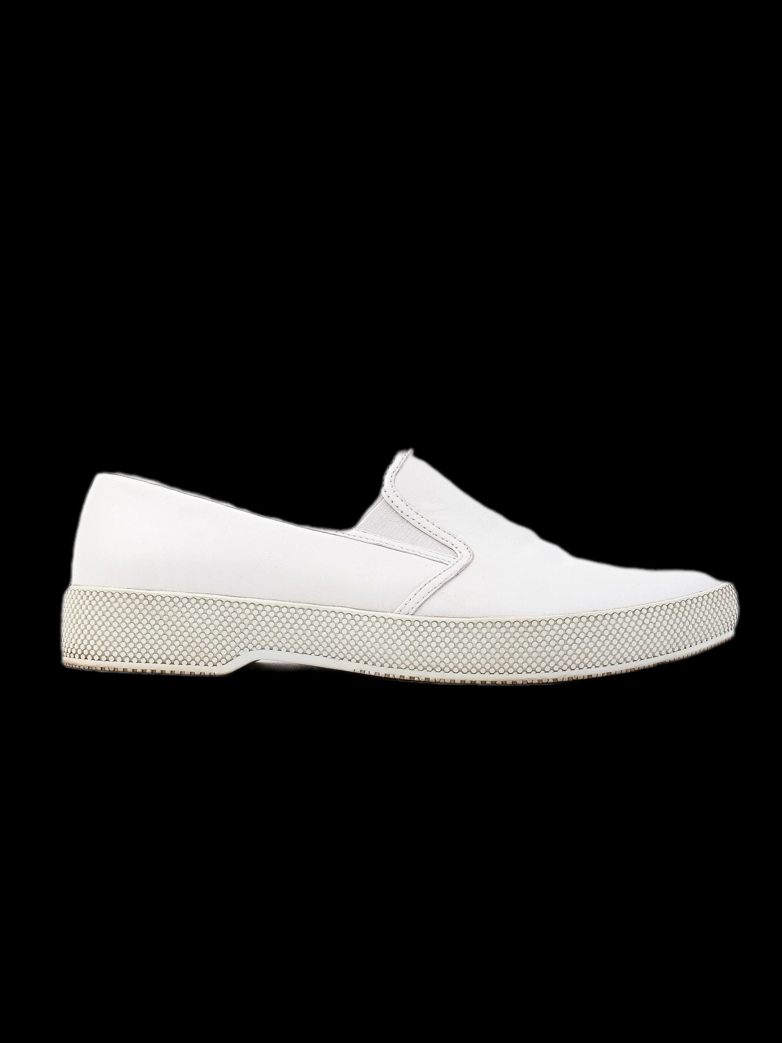Excellent Prada White Leather Slip-On Shoes Size 37 for Women