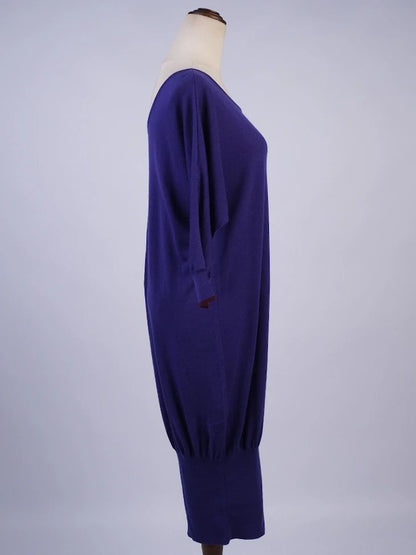 Excellent Emilio Pucci Purple Wool Dress Size L Long Sleeve