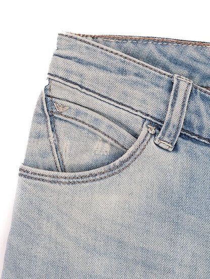 Excellent Armani Jeans Blue Cotton Denim Size S with Zipper Details