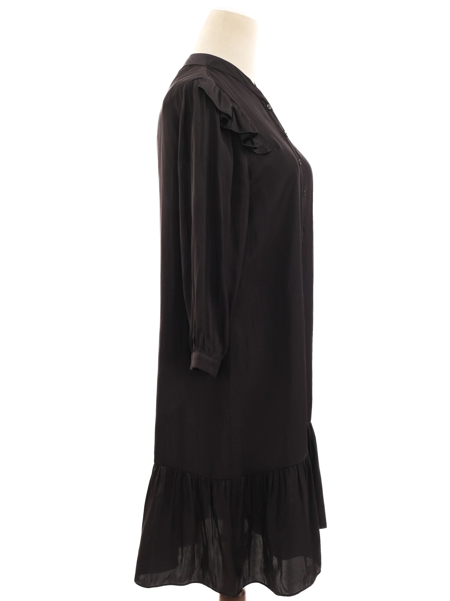Excellent Zadig&amp;Voltaire Black Dress XS Ruffled Long Sleeve