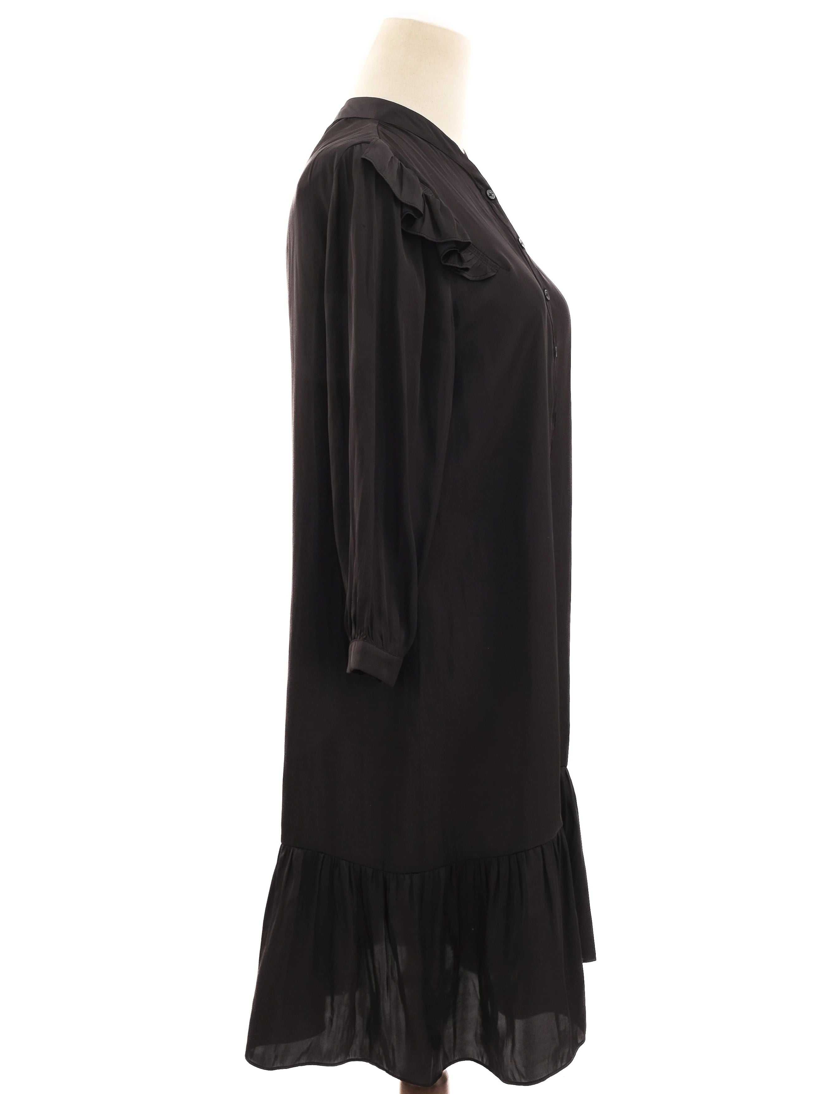 Excellent Zadig&amp;Voltaire Black Dress XS Ruffled Long Sleeve