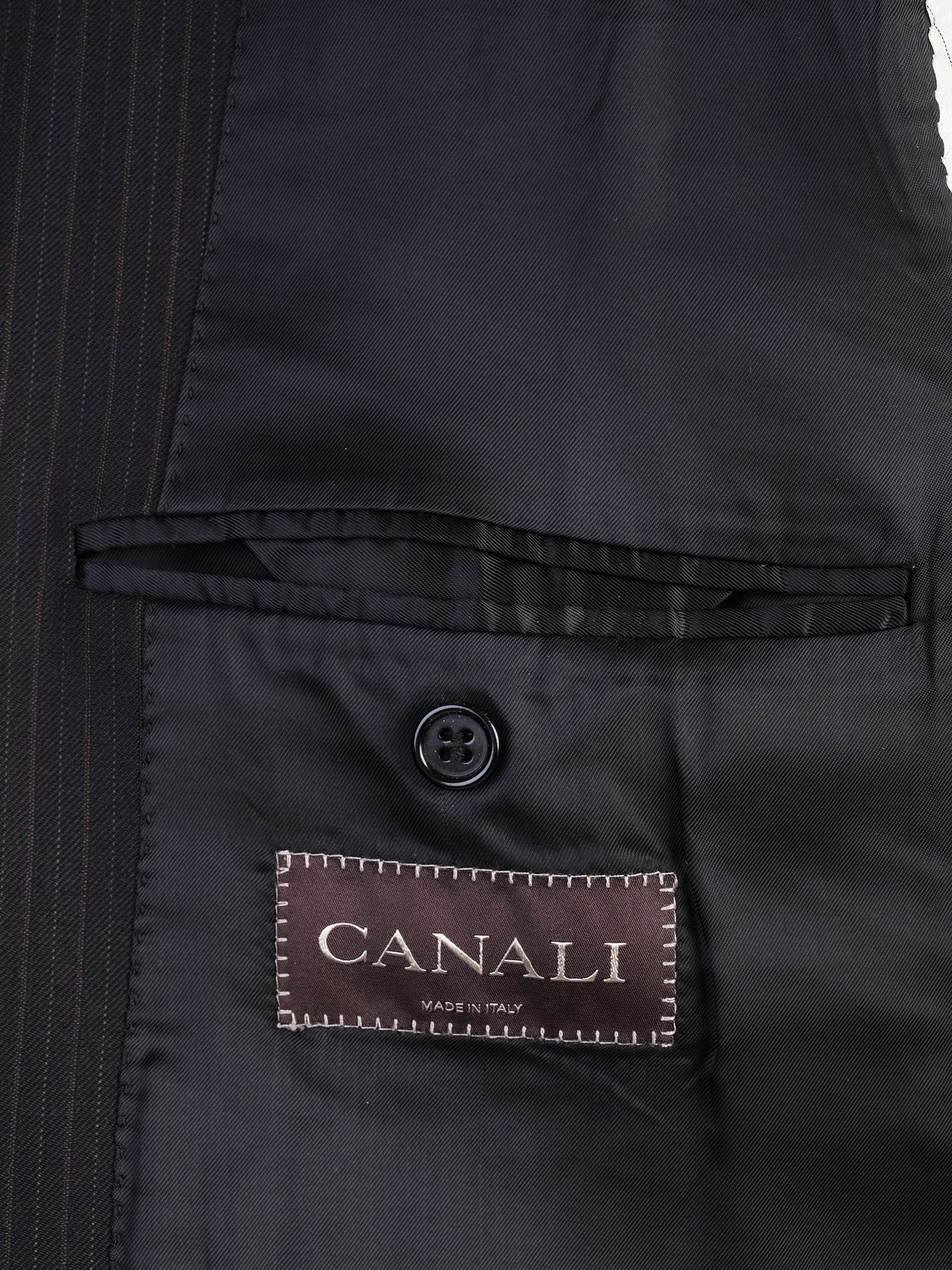 Excellent Canali Black Wool Pinstripe Suit Jacket Size XXL